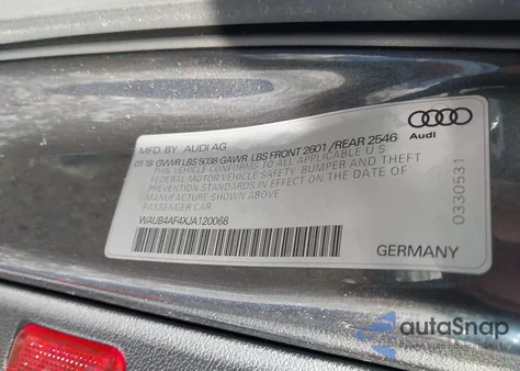 2018 Audi S4 3.0T Premium Plus from USA, damaged, VIN WAUB4AF4XJA120068
